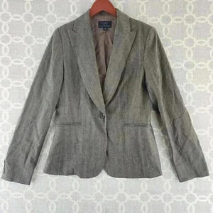 Cambia Mark Shale Virgin Wool Brown Striped Blazer Women's 6
